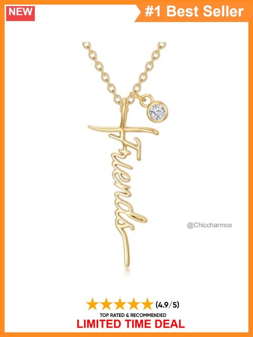 14K Gold Plated Cross Pendant Necklace with Birthstone 18 Inch Chain